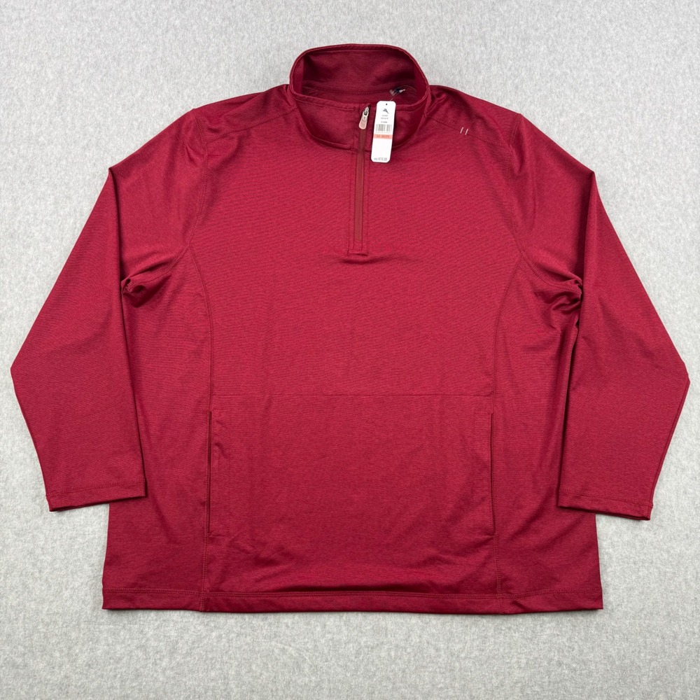 Tommy Bahama Sweater Mens 3XL Red Paseo Half Zip Performance Pullover NEW